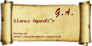 Glancz Agenór névjegykártya